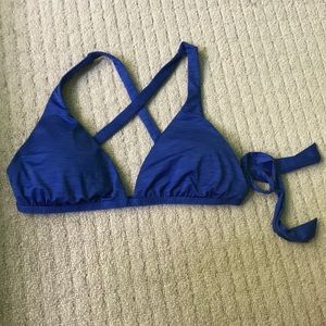 Hurley size L blue bikini top cross back straps